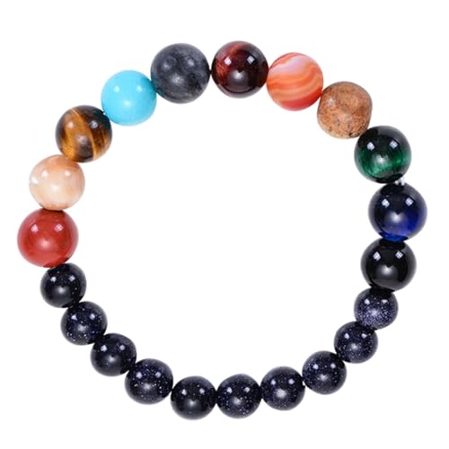 BESPORTBLE Natürliches Planet Armband Herren Damen Blaue Stein Perlen Schmuck Unisex Reise Handgefertigt Sonnensystem Wrist Jewelry von BESPORTBLE