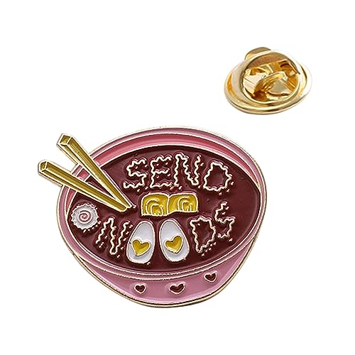 BESPORTBLE Niedliche Cartoon Ramen Brosche Anstecknadel Emaille Pin für Kleidung Rucksack und Hemd Modisches Accessoire Damen Geschenkidee für Geburtstag und Party Dunkler Rotton von BESPORTBLE
