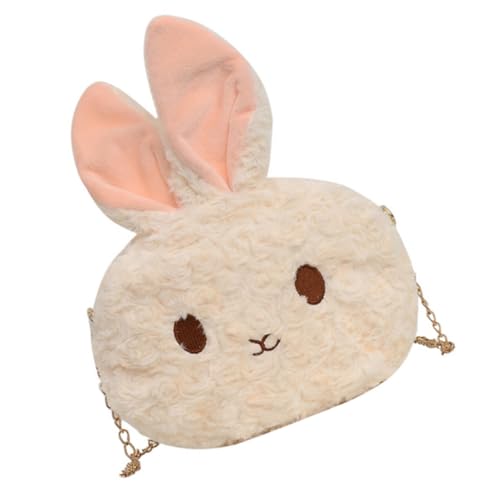 BESPORTBLE Niedliche Plüsch Umhängetasche mit Kaninchenmotiv Leichter Messenger Bag aus Weichem Plüsch Praktische Schultertasche für Alltag Shopping und Ausflüge Beige von BESPORTBLE