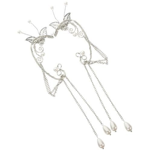 BESPORTBLE Non Piercing Ohrclips Damen Ohrschmuck Perle Quaste Leicht Ohrmanschette Ohrklemme Schmuck für Hochzeit Geburtstag Festival von BESPORTBLE