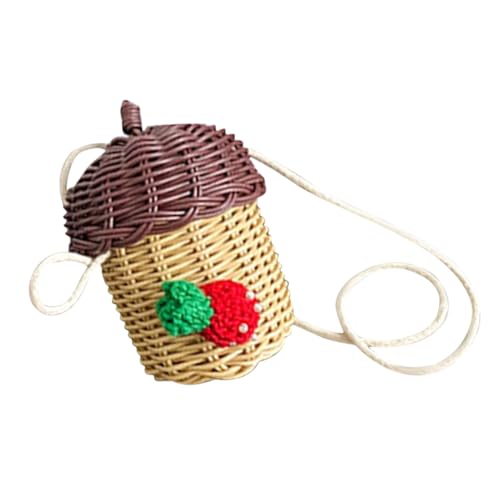 BESPORTBLE Nussförmige Mini Crossbody Bag Damen Tragbare Handgewebte Rattan Schultertasche Sommer Strand Umhängetasche Fotografie Requisite mit Klassischer Textur und Kreativem Design von BESPORTBLE