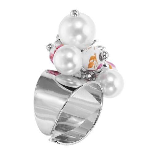 BESPORTBLE Offener Damenring mit und Simulationsperlen Verstellbarer Minimalistischer Finger Schmuck Leichter Vintage Stil Modisches Zierliches Accessoire für Alltag und Engagement von BESPORTBLE