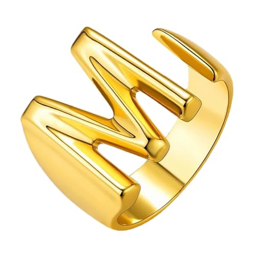 BESPORTBLE Offener Messingring mit Goldenem Elektrobeschichtung Buchstabe Verstellbarer Unisex Fingerring Modischer Schmuck für Damen und Herren Bequemes Tragegefühl Geschenk von BESPORTBLE