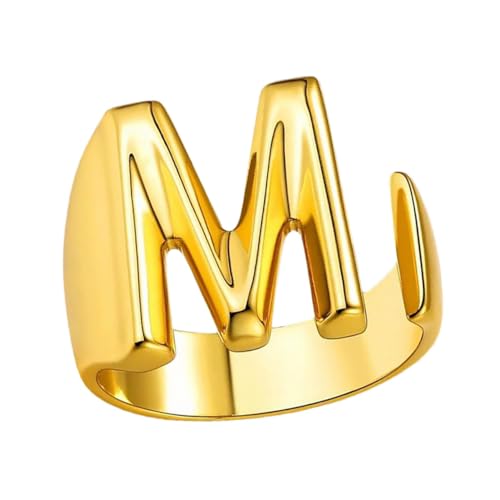 BESPORTBLE Offener Messingring mit Goldener Beschichtung Zierlicher Buchstabenring Unisex Finger Schmuck Verstellbarer Modischer Statement ring Langlebig und Angenehm zu Tragen von BESPORTBLE