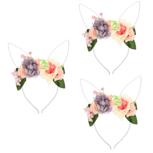 BESPORTBLE Osterhasen Ohren Haarreif Mit Blumen - Süßes Häschen Kopfschmuck Für Damen Und Mädchen - Perfekt Für Ostern Kostümpartys Und Festliche Anlässe Einheitsgröße von BESPORTBLE