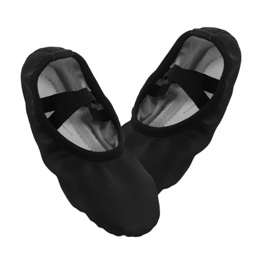 BESPORTBLE PU Ballettschuhe Mädchen Schwarz Weiche Sohle Flexibel Leicht Yoga Tanzslipper Bühnenperformance Damen Dance Flats von BESPORTBLE