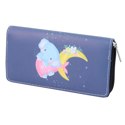 BESPORTBLE PU Geldbörse Damen mit Elefantenmuster Reißverschluss Clutch für Karten Bargeld Modisches Portemonnaie für Schule Reisen Besondere Anlässe von BESPORTBLE