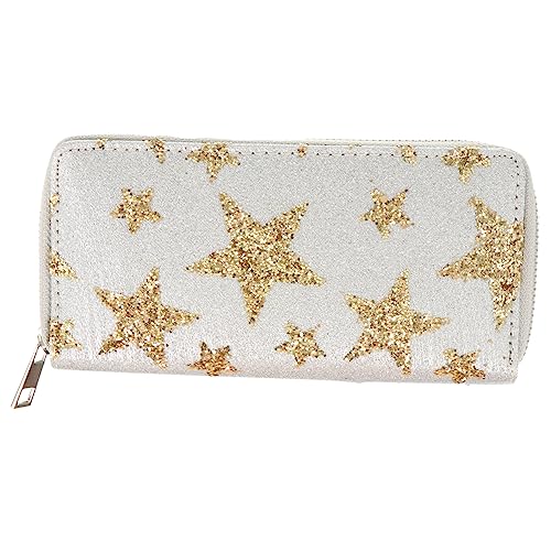BESPORTBLE PU Geldbörse für Damen Reißverschluss Wallet mit Sternen Design Große Kapazität Leicht Kompakt für Geld Kreditkarten von BESPORTBLE