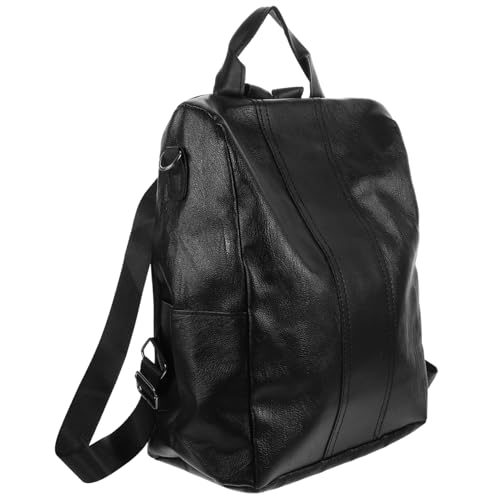 BESPORTBLE Pu Leder Rucksack Damen Anti-diebstahl Handtasche Freizeit Schultertasche Für Reisen Eleganter Und Geräumiger Rucksack Mit Abnehmbaren Schulterriemen Schwarz von BESPORTBLE