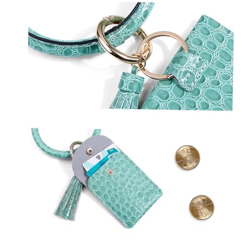 BESPORTBLE PU Münzgeldbörse Damen Armband Schlüsselanhänger mit Krokodilprägung Mini Kartenetui und Klappverschluss Langlebiges PU Material in Grün Modisches Accessoire für Alltag und von BESPORTBLE