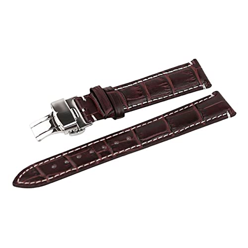BESPORTBLE PU Uhrenarmband Braun mit Krokodilprägung Verstellbar für Sport und Taucheruhren Hochwertige Faltschließe Langlebig von BESPORTBLE