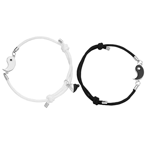 BESPORTBLE Pärchen Armband aus Robustem Legierungs Material Stilvolles Schwarzes und Weißes Design Verstellbar Modisches Schmuckstück für Liebende und Freunde zu Valentinstag und Hochzeit von BESPORTBLE