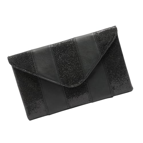 BESPORTBLE Pailletten Clutch Tasche Damen Geldbörse Umschlagtasche Damen Handtasche Pailletten Tasche Umschlagtasche Schwarz von BESPORTBLE
