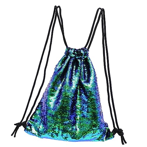 BESPORTBLE Grüne Paillettentasche Mit Kordelzug Turnbeutel Innentasche Für Kleinigkeiten Pailletten-kordelzugtasche Strapazierfähiger Rucksack Für Damen von BESPORTBLE