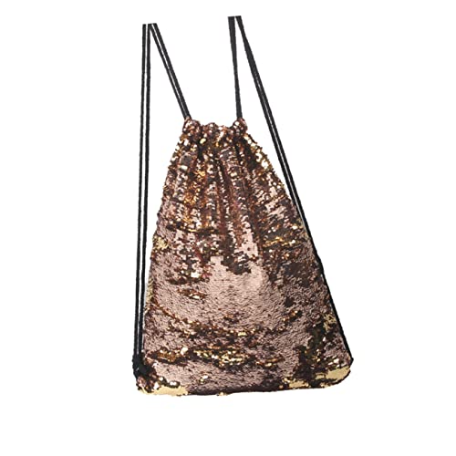BESPORTBLE Pailletten Kordelzug Rucksack Tanztasche Gold Sportbeutel Für Damen Herren Glitzer Kordelzugbeutel Für Fitness Freizeit Veranstaltungen Stylische Stofftasche von BESPORTBLE
