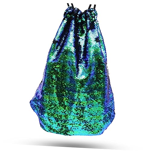 BESPORTBLE Pailletten-Turnbeutel Grün Mit Kordelzug Innenfach Für Kleinigkeiten Geflochtener Zug Mit Strapazierfähigen Ösen von BESPORTBLE