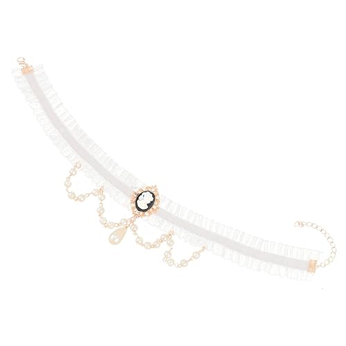 BESPORTBLE Perlen Choker Halskette für Damen Weiße Spitzenkette mit Perlen für Hochzeiten Besondere Anlässe Tägliches Hautfreundliches Leichtes Material von BESPORTBLE