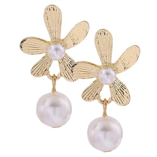 BESPORTBLE Perlenbesetzte Blumen Ohrstecker Damen Ohrschmuck mit Einzigartigem Blüten Design Leichte Ohrhaken für Alltag und Komfortabel und Modisch von BESPORTBLE