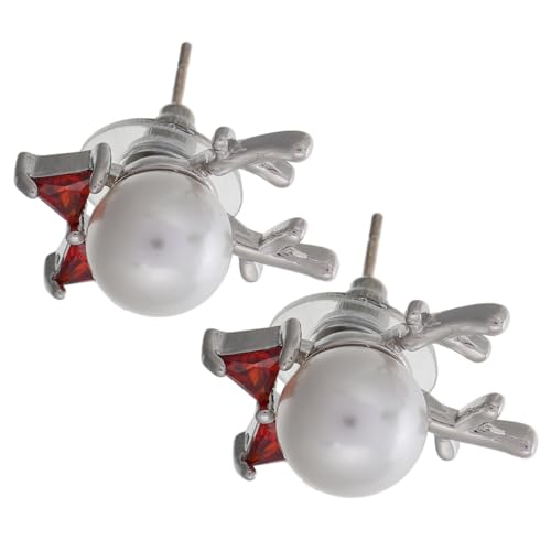 BESPORTBLE Perlenbesetzte Hirschgeweih Ohrringe Damen Weihnachts Schmuck Elegant Winter Party Accessoire Festliche Ohrringe für Xmas Feierlichkeiten von BESPORTBLE