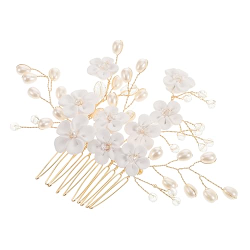 BESPORTBLE Perlenkamm Hochzeitshaarschmuck für Frauen Haarschmuck für die Brautjungfer dekorativ goldene Haarklammer haarkamm perlen brautkleid Brauthaar-Seitenkamm Haarkamm für Frauen Harz von BESPORTBLE