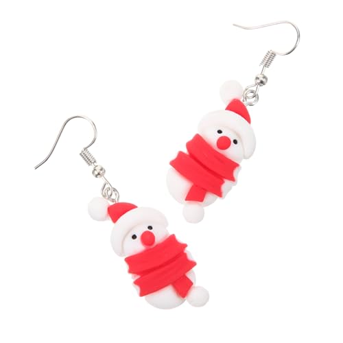 BESPORTBLE Personalisierte Kreative Cartoon Schneemann Ohrringe für Damen Design Modisch für Alltag Büro und Weihnachtsdeko Auffälliger Ohrschmuck Rot von BESPORTBLE