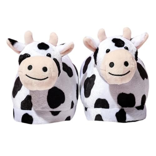 BESPORTBLE Plüsch Hausschuhe Damen Winter Warme Baumwoll Slipper mit Rutschfester Sohle Kuschelige Indoor Schuhe Komfortabel und Atmungsaktiv Grau Weiß von BESPORTBLE