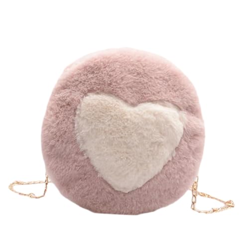 BESPORTBLE Plüsch Umhängetasche Damen mit Herzmuster Modische Ketten Crossbody Bag Leichte Schultertasche Vielseitig als Clutch oder Handtasche Weiches Material Stylisches von BESPORTBLE