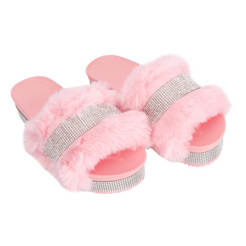 BESPORTBLE Plüsch hausschuhe Damen mit Dicker Sohle Warme Stylische Wasserdiamant design Weiche Hautfreundliche Feuchtigkeitsabsorbierende Pantoffeln für Wohnzimmer Schlafzimmer und von BESPORTBLE