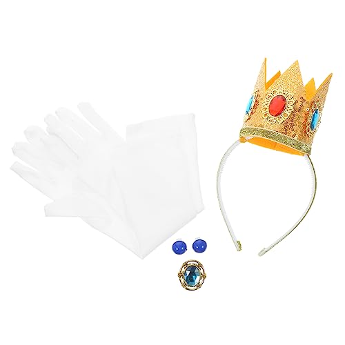 BESPORTBLE Prinzessin Kostüme Zubehör Für Mädchen Krone Ohrringe Handschuhe Brosche Für Cosplay Halloween Und Geburtstagsfeiern Hautfreundliches Material Niedliches Design von BESPORTBLE