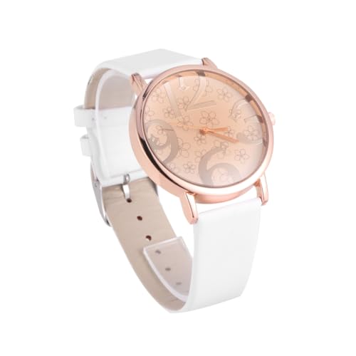 BESPORTBLE Analog Quarzuhr Für Damen Mit Ziffernblatt Aus Pu-lederarmband Damenuhr in Weiß Uhren Für Damen Mit Aluminiumgehäuse Präzise Zeitanzeige von BESPORTBLE
