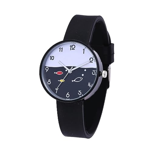 BESPORTBLE Cartoon Studentenuhr Mädchen Uhr Quarz Uhr mit Fischmuster Silikonarmband für Schülerinnen und Schüler Geschenkidee von BESPORTBLE