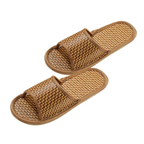 BESPORTBLE Rattan Geflochtene Hausschuhe mit Rutschfester Sohle Leichte Sommerschuhe für Damen und Herren Atmungsaktive Luftige Sandalen für Zuhause Braun Modisch und Stilvoll von BESPORTBLE