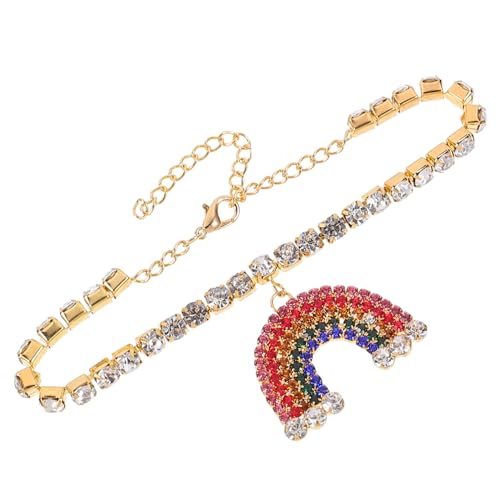BESPORTBLE Regenbogen Anhänger Fußkette für Frauen Stilvolle Knöchel Kette mit Wasserdiamanten für Strandpartys und Tägliche Anlässe Glänzender Schmuck Gold von BESPORTBLE