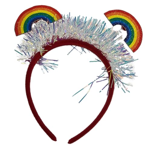 BESPORTBLE Regenbogen Haarreifen Für Frauen Verstellbarer Komfortabler Haarband Mit Buntem Regenbogen-stil Und Ausdruck in Einem von BESPORTBLE