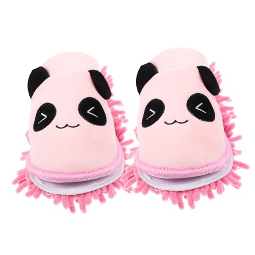 BESPORTBLE Reinigende Geräuscharme Mop Hausschuhe mit Hochabsorbierender Sohle Wiederverwendbar Passend für Damen und Herren Bequeme Panda Pantoffeln für Staubfreie Böden Zuhause von BESPORTBLE