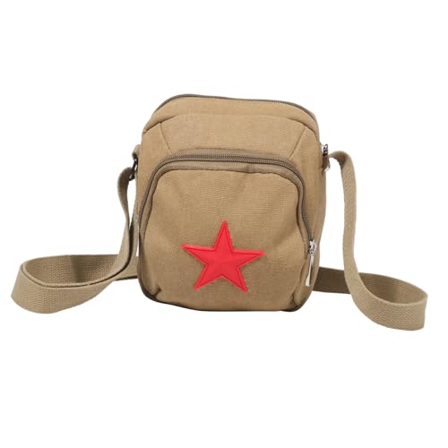 BESPORTBLE Retro Canvas Schultertasche mit Chinesischem Stern Leichte Umhängetasche für Damen und Herren Geräumige Vintage Crossbody Bag für Alltag Schule und Reisen von BESPORTBLE