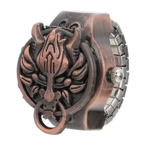 BESPORTBLE Retro Dragon Head Flip Cover Ring Watch Finger Watch mit Robustem Gehäuse Einzigartiges Design für Damen und Herren Modisches Accessoire für Alltag und Besondere Anlässe von BESPORTBLE