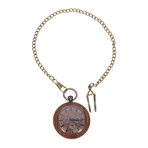 BESPORTBLE Holz Taschenuhr Herren Mit Kette Tragbar Dekorativ Hängeuhr Retro Stil Uhr Batterie Mechanismus Elegant Schick Für Männer Vintage Moderne Uhr von BESPORTBLE
