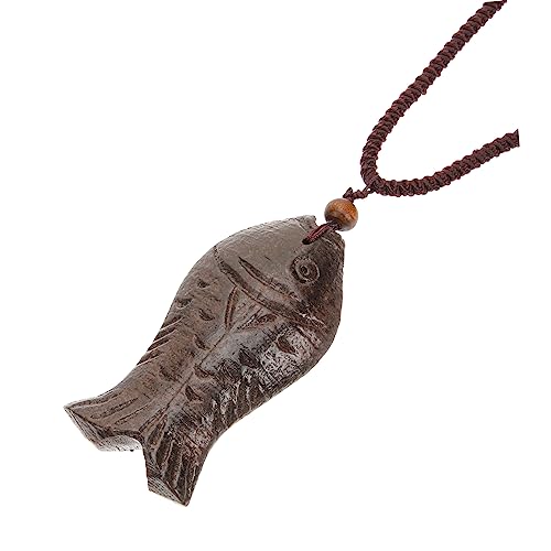 BESPORTBLE Retro Holzfisch Anhänger Halskette für Damen und Herren Lange Ethnische Schmuckkette Vintage Stil Pulloverkette Geschenkidee für Mädchen und Familie von BESPORTBLE