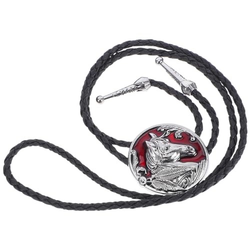 BESPORTBLE Retro Pferdeanhänger Pulloverkette Cowboy Halskette Krawatte Cowboy Lederseil Vintage Krawatte Im Westernstil Accessoire Kuhschädel Anhänger Western von BESPORTBLE