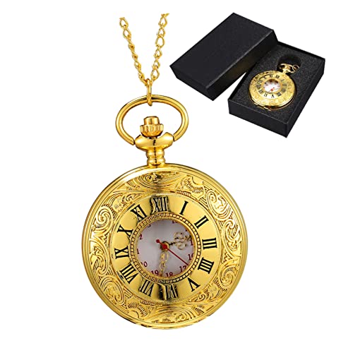 BESPORTBLE Retro Taschenuhr für Herren Damen Goldene Uhr mit Römischen Ziffern Leicht Tragbar für zu Weihnachten Muttertag Vatertag Eleganter Box BESPORTBLE Retro Taschenuhr für Herren Damen Goldene Uhr mit Römischen Ziffern Leicht Tragbar für zu Weihnachten Muttertag Vatertag Eleganter Box von BESPORTBLE