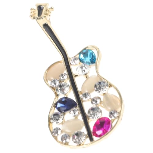 BESPORTBLE Rhinestone Gitarrenbrosche mit Perlen Kreative Vintage Anstecknadel Glitzernde Musikinstrument Deko Modisches Accessoire für Rucksäcke und Kleidung für Damen von BESPORTBLE
