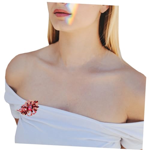 BESPORTBLE Rhinestone Glas Brosche Rot Schmuck für Damen Leicht und Robust Dekorativer Anstecker für Kleidung Tücher Taschen Zubehör von BESPORTBLE