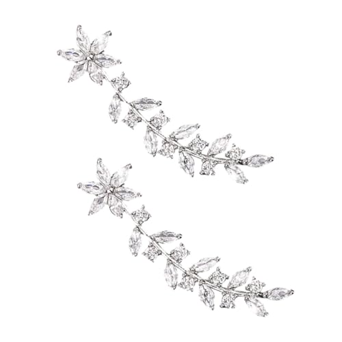 BESPORTBLE Rhinestone Ohrkletterer Ohrstecker Damen Brautschmuck Weißgold Blütenform Leicht Elegant für Hochzeit Party Abschlussball Mehrere Ohrlöcher Schmuck von BESPORTBLE