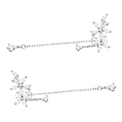 BESPORTBLE Rhinestone Quastenohrringe Damen Silber Ohrhänger Funkelnd Elegant Vintage Stil Für Party Festliche Anlässe von BESPORTBLE