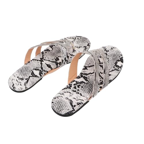 BESPORTBLE Römische Damen Sandalen mit Flacher Sohle und Strass Sommerliche Rutschfeste Slippers mit Kreativem Schlangenmuster Langlebig Angenehm für Innen Außenbereich Modische Flip flops von BESPORTBLE