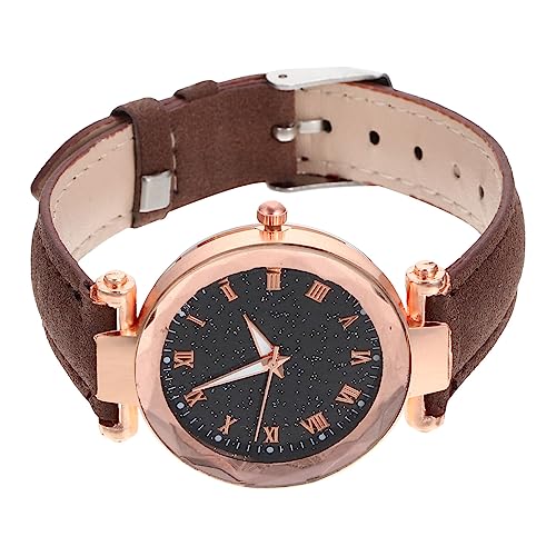 BESPORTBLE Armbanduhr Für Damen Lederuhr Verstellbares Band Freizeituhren Schlichtes Design Edelstahlgehäuse Glasboden Studenten Und Büro Geeignet von BESPORTBLE