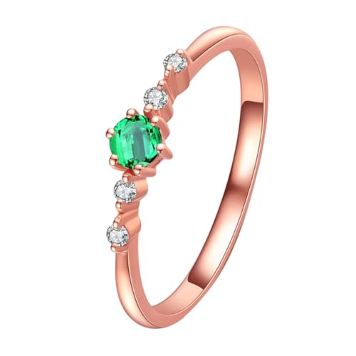 BESPORTBLE Roségold Überzogener Damenring mit Natürlichem Grüner Edelstein Bunter Strassbesatz Langlebiges Kupfer Dekorativer Schmuck für Alltag Party und Besondere Anlässe von BESPORTBLE