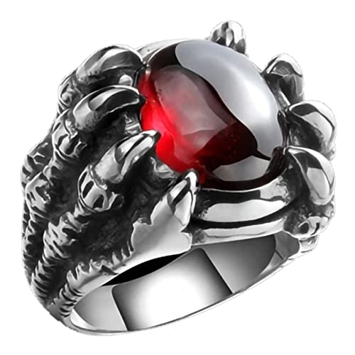 BESPORTBLE Roter Edelsteinring im Drachenkrallen Design für Stilvoller Gothic Punk für Festivals Partys Besondere Anlässe Langlebigem Legierungsmaterial Gefertigt von BESPORTBLE