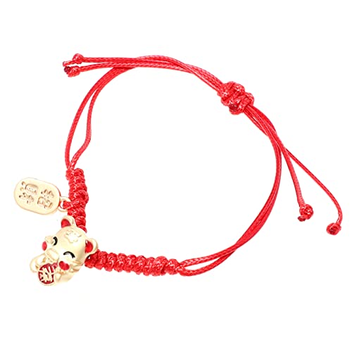 BESPORTBLE Rotes Knotenseil Armband mit Tiger Amulett Verstellbares Glücksarmband für Herren und Damen Chinesisches Feng Shui Schmuckstück zum Schutz vor Pech Geeignet für Erwachsene zum von BESPORTBLE